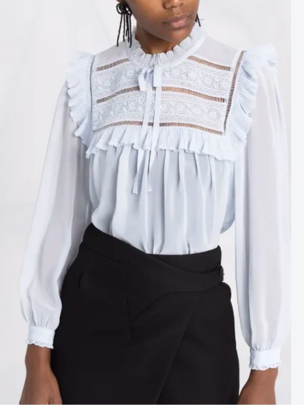 Self-Portrait Ruffled Sheer Light Blue Ruffled Blouse - Picture 2 of 3